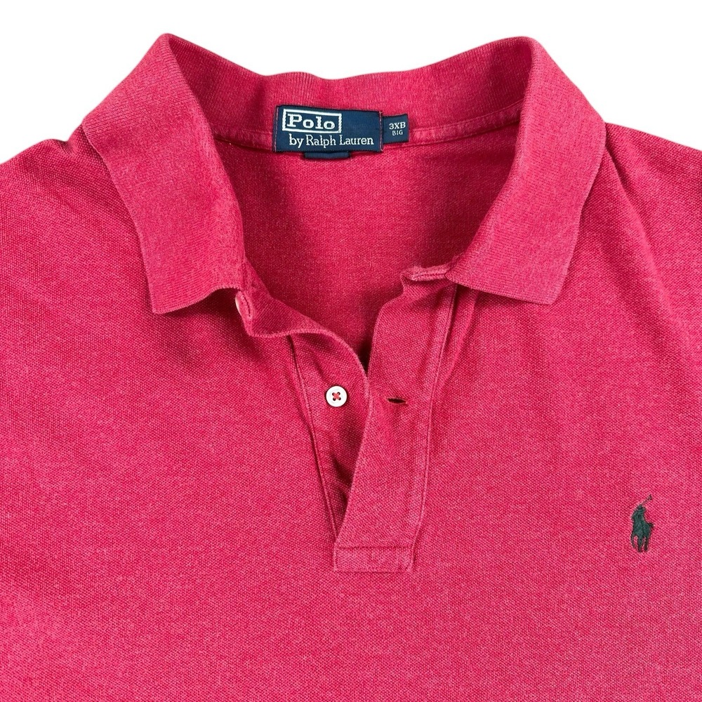 Polo Ralph Lauren Men's 3XB BIG Long Sleeve Polo Shirt Red Cotton‎ Knit